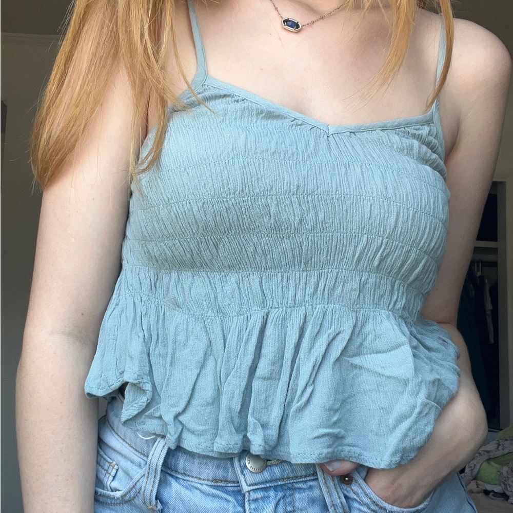 Blue Cropped Tank Top